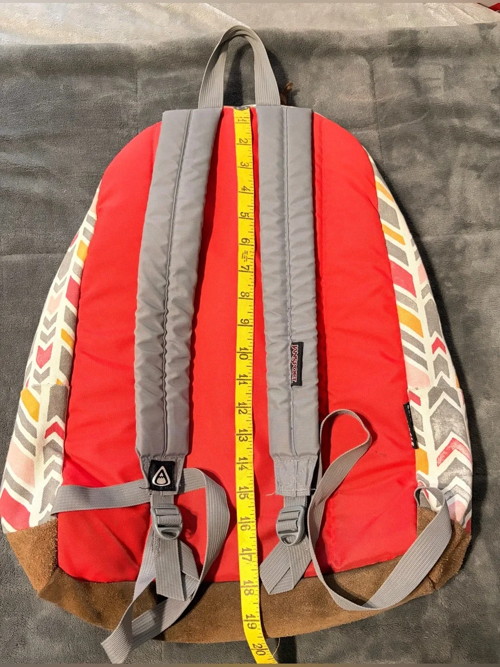 JanSport Chevron Pattern Backpack - Pink, Red, Yellow, Gray, Brown
